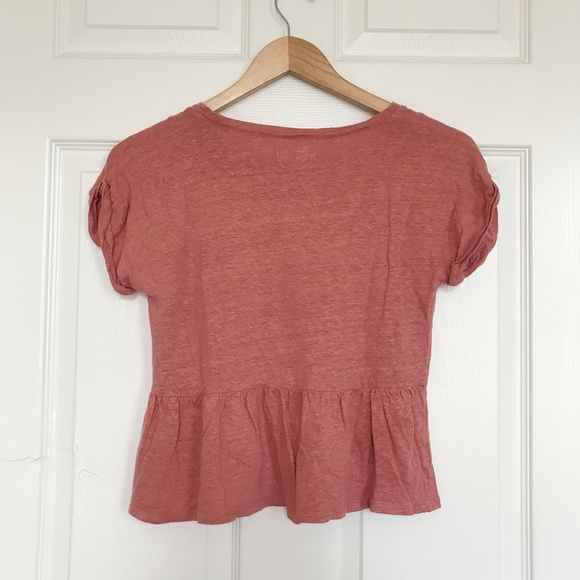 Madewell | Modern Linen Gather Peplum Drape Top - Picture 7 of 8